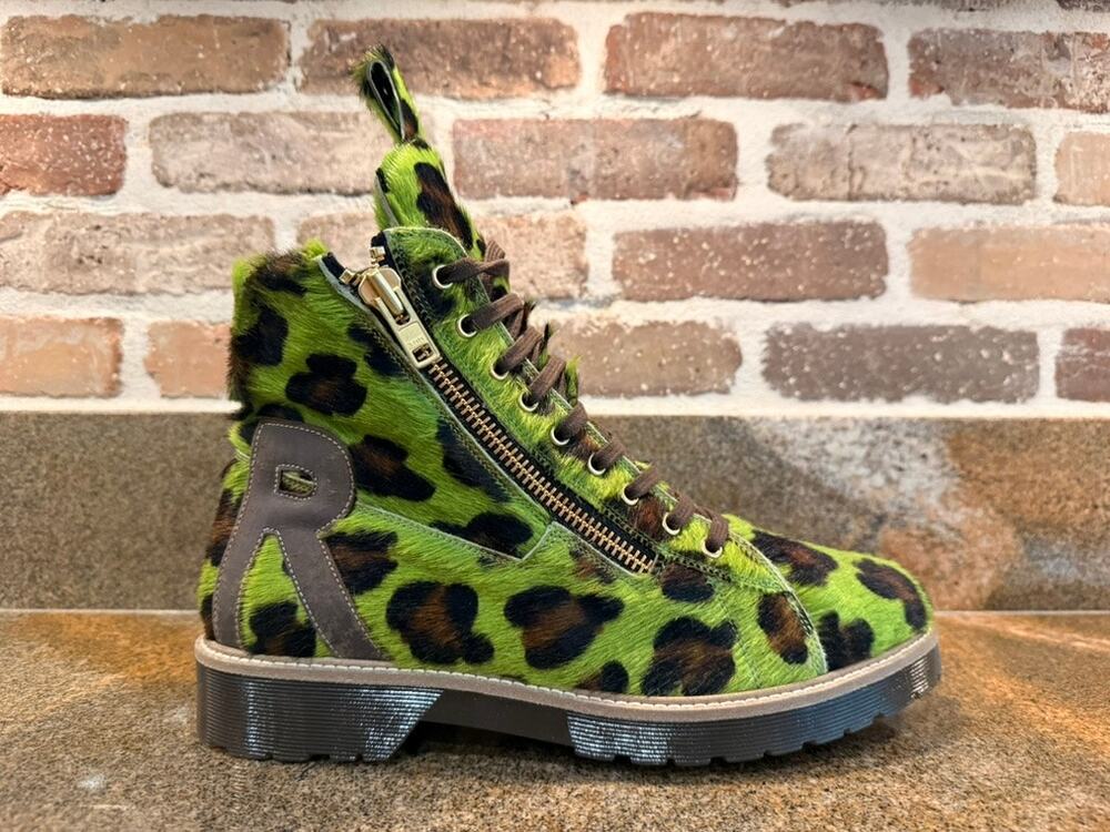 Authentic Italian-made RIDDICK luxury boots - green leopard